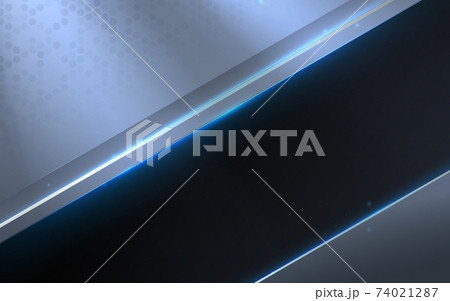 Abstract silver metal with a blue light on black background. Technology concept. Vector illustration Abstract silver metal with a blue light on black background. Technology concept. Vector illustration 74021287