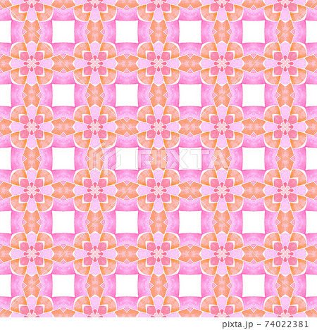 Ethnic hand painted pattern. Orange energetic 74022381