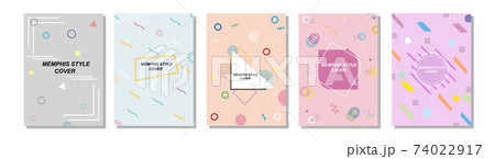 Set of Memphis Style Covers. Flat Vector Illustrations for Background, Brochures, Posters and Banners. Set of Memphis Style Covers. Flat Vector Illustrations for Background, Brochures, Posters and Banners. 74022917