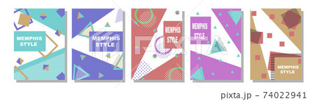 Set of Memphis Style Covers. Flat Vector Illustrations for Background, Brochures, Posters and Banners. 74022941