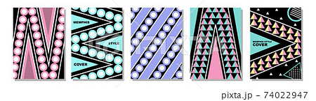 Set of Memphis Style Covers. Flat Vector Illustrations for Background, Brochures, Posters and Banners. 74022947