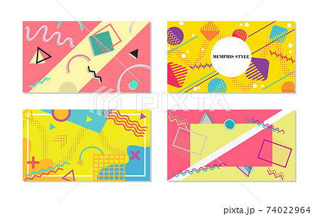 Set of Memphis Style Covers. Flat Vector Illustrations for Background, Brochures, Posters and Banners. 74022964