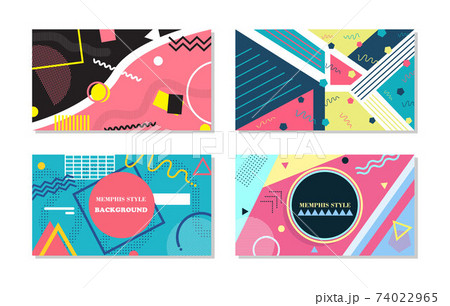 Set of Memphis Style Covers. Flat Vector Illustrations for Background, Brochures, Posters and Banners. 74022965