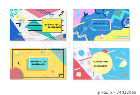 Set of Memphis Style Covers. Flat Vector Illustrations for Background, Brochures, Posters and Banners. 74022969