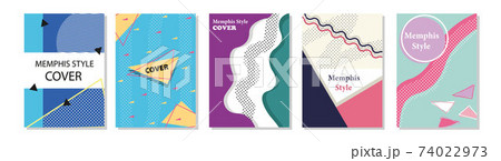 Set of Memphis Style Covers. Flat Vector Illustrations for Background, Brochures, Posters and Banners. 74022973