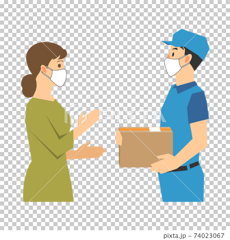 戴面具的交付公司和收貨人的插圖 戴面具的交付公司和收貨人的插圖 74023067