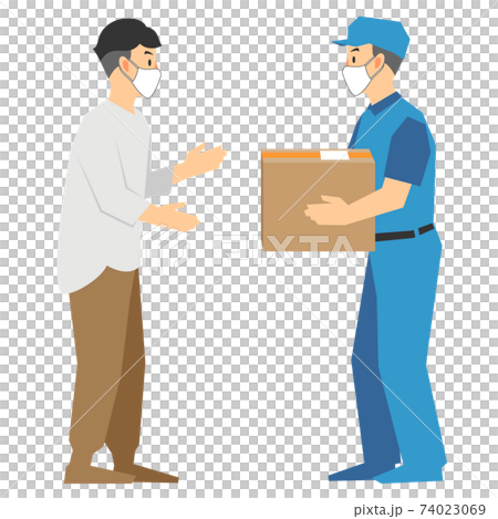 戴面具的交付公司和收貨人的插圖 戴面具的交付公司和收貨人的插圖 74023069