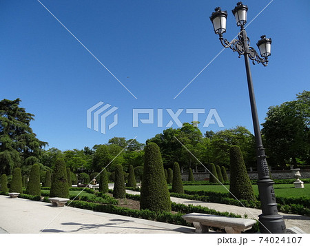 美しく刈り込まれた植栽の公園、スペイン・レティーロ公園 74024107