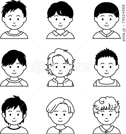 色々な髪型をした男の子のアイコンのイラスト素材
