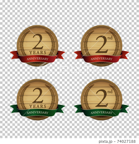 紀念兩週年圓形木桶徽章一套 74027188