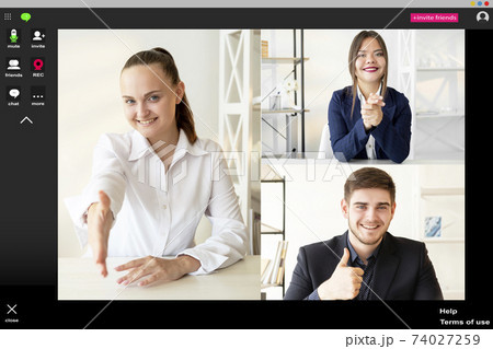 virtual chat online meeting female leader partners 74027259