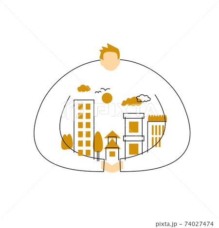 Sdgs 目標11 住み続けられるまちづくりを のイメージイラスト のイラスト素材