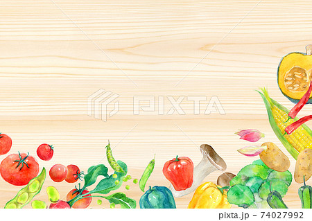 水彩イラスト　緑黄色野菜 74027992