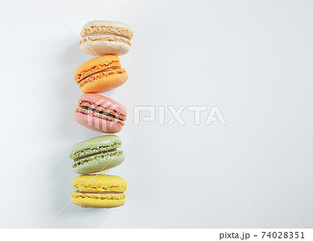 Composition with multicolored french macaroons Composition with multicolored french macaroons 74028351