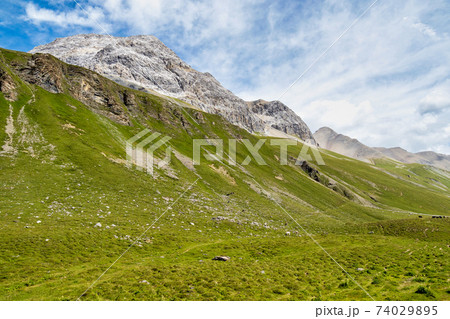 View of the albula pass in grisons, switzerland, europe View of the albula pass in grisons, switzerland, europe 74029895