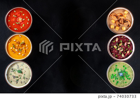 Vegan soup design template with a place for text Vegan soup design template with a place for text 74030733