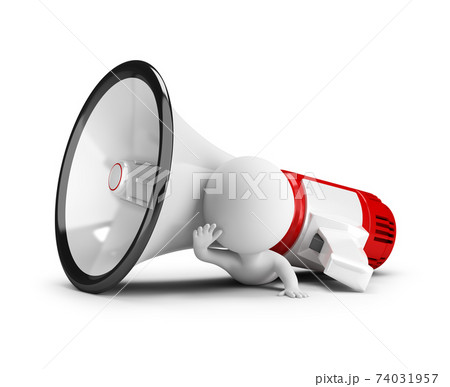 3d small people - pressed by a megaphone 74031957