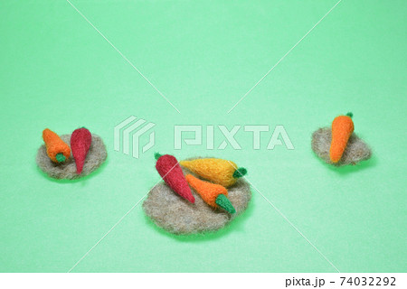 グリーン背景に人参 グリーン背景に人参 74032292