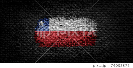 National flag of the Chile on dark fabric 74032372