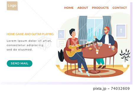 Website With Home Game And Guitar Playing Guys のイラスト素材 Website With Home Game And Guitar Playing Guys のイラスト素材