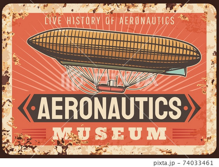 Aeronautics museum rusty metal plate, dirigible 74033461
