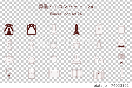 細い線の仏式葬儀用アイコンセット、24 74033561