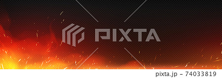 Vector realistic fire with sparks and smoke 74033819