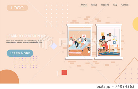 Learn to guitar play landing page template with people are passionate about music and singing songs Learn to guitar play landing page template with people are passionate about music and singing songs 74034362