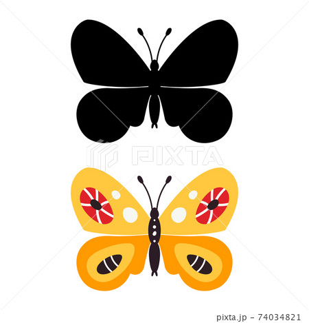 Beautiful butterfly, silhouette. Vector icon isolated on white background 74034821