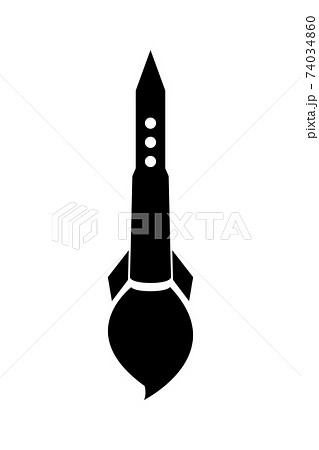 Rocket icon, black silhouette. Vector illustration isolated on white background 74034860