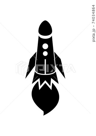 Rocket icon, black silhouette. Vector illustration isolated on white background 74034864