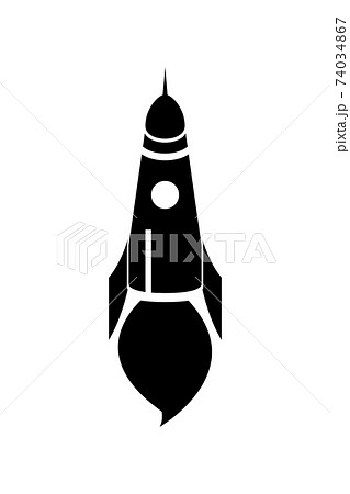 Rocket icon, black silhouette. Vector illustration isolated on white background 74034867