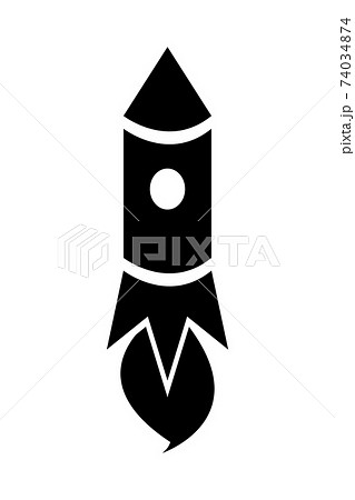 Rocket icon, black silhouette. Vector illustration isolated on white background 74034874