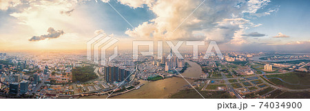 Panorama cityscape of Ho Chi Minh city under blue sky 74034900