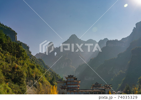 Mountain landscape in morning at Zhangjia Jie National Park, China 74035329