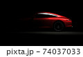 Red sports car silhouette on black background	 74037033