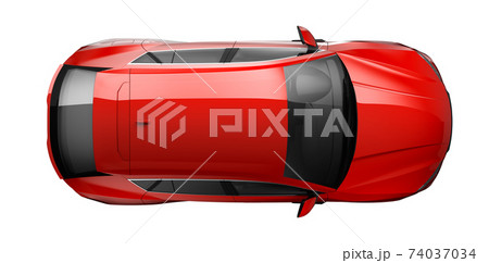 Red SUV car - top view	 74037034