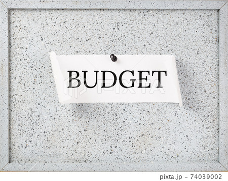 Budget text on a cork notice board 74039002