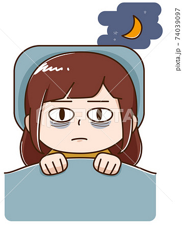 不眠 睡眠障害に悩む女性のイラスト素材