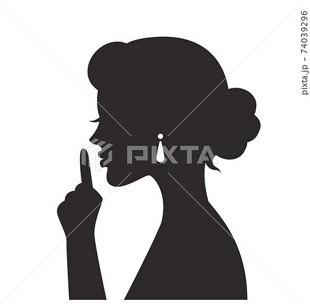 black silhouette Woman hand gesture shows index finger and asks for silence black silhouette Woman hand gesture shows index finger and asks for silence 74039296