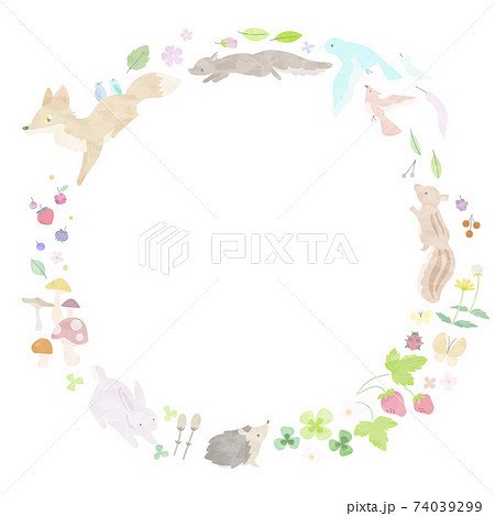 Watercolor Style Spring Animal Frame Stock Illustration