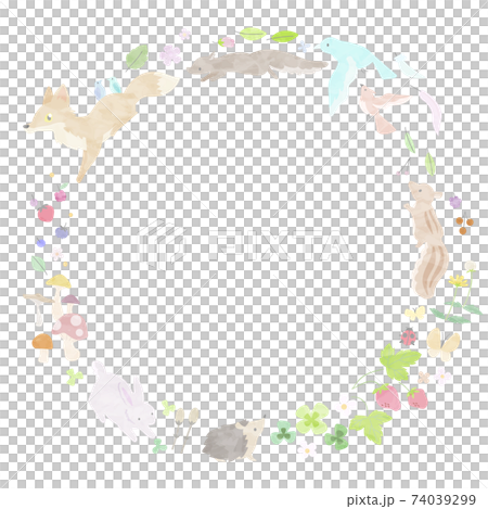 Watercolor style spring animal frame 74039299