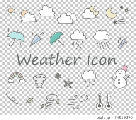 かわいいお天気アイコンセット 背景なし のイラスト素材