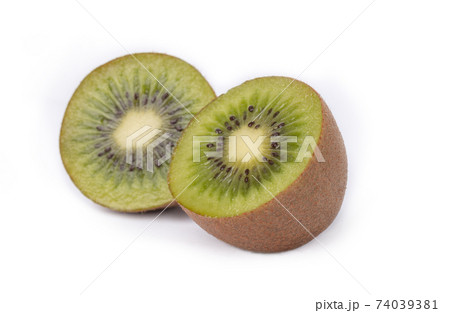 half sliced kiwi fruit isolated on white backgrounds 74039381