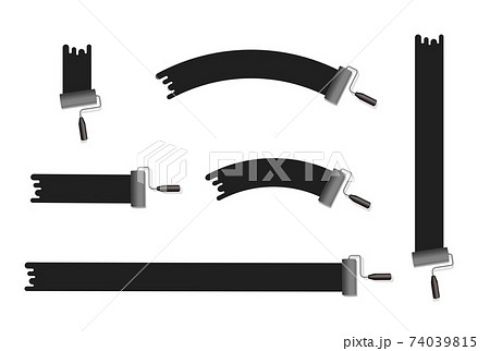 ペンキ インクローラー ベクター背景イラストバリエーションセット 文字スペース 黒のイラスト素材