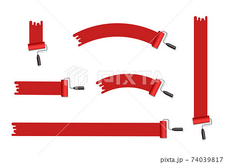ペンキ インクローラー ベクター背景イラストバリエーションセット 文字スペース 赤のイラスト素材