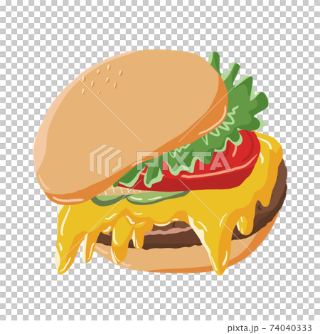 Illustration 主線なし Food ハンバーガー単品 チーズバーガー のイラスト素材 74040333 Pixta