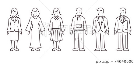 線画の男性女性アイコンセット 74040600