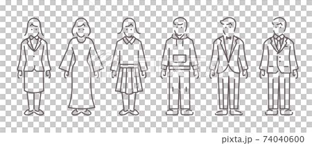 線画の男性女性アイコンセット 74040600