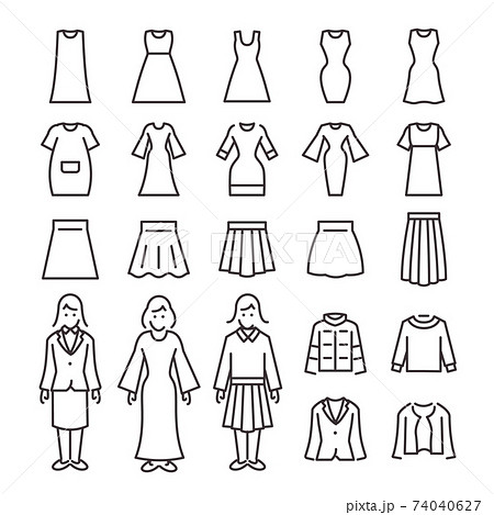 25アイコンセットno 38 衣料品 レディース のイラスト素材